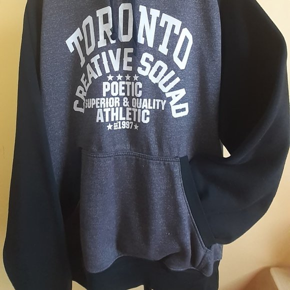 XL Men's Swag On Charcoal Gray and Black Sleeve Hooded Sweater - Picture 8 of 8